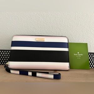 Kate Spade Alvy Laurel Way Printed Cruise Stripe wristlet wallet
